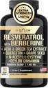 Resveratrol Suplemento con Berberine Green Tea Extract, Ceylon Cinnamon, Grape Seed &amp; Quercetin1000mg Quercetin, N Acetyl cysteine, Acai ← 100% natural, Max Strength tención Made in USA