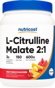 Nutricost L-Citrulline Malate 2:1 (600g) Fruit Punch - Soporte para el entrenamiento, rendimiento muscular, nitrómetro de óxido - Fitness Suplemento Polvo, 75 Servimientos