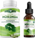 PURA VIDA MORINGA Capsules (120 Conde) y Moringa Leaf Extract Drops (2fl oz)