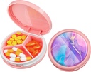Serfeymi Small Pill Box - 3 Compartimientos Caja de Píldora Portátil, Caja de Píldora Compacta de Mini Travel Pill - Adecuado para Medicina, Vitamina, Petróleo de Pesca, Suplementos - Rosa(Arte líquido)