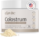 Bovine Colostrum Powder (Unflavored) Grass Fed Colostrum Suplemento para Gut Health, Immune Support Healthy Hair, Skin & Nails - 30 Servings