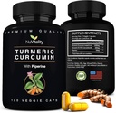 Curcumina Turmérica con Extracto Pepper Negro (Piperina) - 120 cápsulas tuméricas vegetarianas - Premium 95% Curcuminoides Estándarizados - Alta Absorción & Potency - Suplemento de Soporte Conjunto