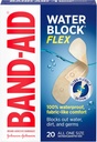 Banda-Aid Brand Water Block Flex 100% A prueba de agua Bandas Adhesivas para primeros auxilios de cortes menores, rayas " , Diseño Ultra-Flexible, Sterile, All One Size, 20 ct