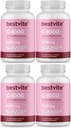 BestVITE Vitamina C 1000mg (480 cápsulas vegetarianas) (120 x 4) con Citrus Bioflavinoids - No Stearates - Vegan - No GMO - Gluten Free