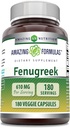Amazing Formulas Fenugreek Seed 610 Mg 180 Veggie Capsules Suplemento ← Non-GMO Silencio Gluten Free ← Hecho en EE.UU.