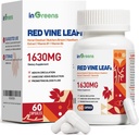 Red Vine Leaf Extracto 1630mg con Castaña de Caballo, Cuna de Carnicero, Suplemento de Hawthorn para Veins de Varicose, Leg, Circulación, Corazón, Skin, Apoyo a la Salud del Corazón, Hecho en EE.UU., 60 cápsulas
