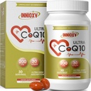 CoQ10 200mg Softgels for Heart Health, Powerful Antioxidant Supplement for Vascular Health, Energy Production, High Absorption CoQ10 Suplementos Nutricionales, 30 Softgels