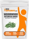 BulkSupplements.com Wormwood Extract Powder - Artemisia Annua Fuente de Sweet Wormwood Leaves, Herbal Supplement - Gluten Free, 450mg per Serving, 100g (3.5 oz) (Pack of 1)