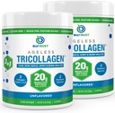 BioTrust Tri Collagen Powder - 3-in-1 Hydrolyzed Collagen Peptides Powder (Types I, II, & III) - Grass Fed Collagen Protein Powder for Anti Aging, Skin, Hair, Bone &amp; Joint Health - Unflavored, 2-Pack