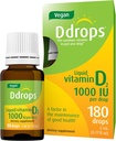 Ddrops Vegan 1000 UI 180 gotas - Vitamina Diaria D Líquido - Soporta la salud ósea & sistema inmunológico. Sin grandes cápsulas, sin preservadores, sin GMO, Alergía-Amigo