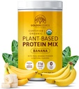 Banana - Pólvora de proteínas de origen vegetal, mezcla de proteínas, pólvora de proteínas con vitaminas " minerales " , 20g de proteínas, " Perfil de aminoácidos completos, pólvora de proteína vegana