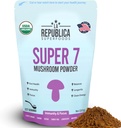 La Republica Superfood Super 7 Mushroom Extract Powder, Incluye Mane de León, Reishi, Chaga, Cordyceps, Shiitake, Maitake y Turquía Tail (8 oz)