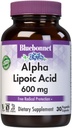 BlueBonnet Alpha Lipoic Acid 600mg - Powerful Antioxidant Nerve Support Supplement for Women &amp; Hombre - Non-GMO, Vegan, Kosher - Gluten-Free, Soy-Free, Dairy-Free - 60 cápsulas vegetales