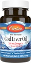 Carlson - Cod Liver Oil Minis, 280 mg Omega-3 + Vitaminas A y D3, Norwegian, Wild Caught, Sosteniblemente Fuented, 100 Mini Softgels