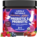 Llama Naturals Kids Probiótico con fibra prebiótica, Vegan, Prebióticos orgánicos y Gummies Probióticos para Gut Health Support, Toddler Real Fruit Gummy Vitaminas, No Añadido caña de azúcar, Berry mixto, 60 Ct