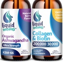 Collagen líquido, 2 Fl. Oz Ultra-Strength Liquid Collagen for Women, Vitamina B7 Collagen Peptides, Biotin and Collagen Supplements  Ashwagandha Drops - 2000mg - 6X Stronger Than Pills and Capsules, As