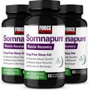 FORCE FACTOR Somnapure Muscle Recovery Ayuda para adultos con Melatonin 5mg, Holy Basil y L-Theanine, Suplemento para el apoyo al sueño, Muscle Soreness Relief, &amp; Muscle Recovery, 180 Caps, 3-Pack