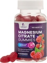 Magnesio Citrate Gummies Suplemento - Alta Absorción, Magnesio Vegan Gummy Suplemento para Adultos &amp; Niños, Magnesio Citrate Gummy Suplementos para Muscle, Nerve, Bone y Heart Support - 60 Gummies