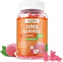 HMB y Leucine Gummies Suplemento: HMB Suplementos para hombres 1500mg y Leucine Aminoácidos para la recuperación muscular Aumentar Masa muscular Mejorar la resistencia No GMO Azúcar Peach 60 Gummies