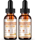 2 Pack 2000MG Magnesium Glycinate Liquid Drops Supplement for Kids &amp; Adults - Cellulose Fiber, Bromelain, Vitamina B6, C, D, Zinc - Energy, Sleep, Clam, Pineapple Flavor, 4 Fl oz