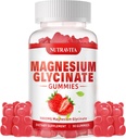 Magnesium Glycinate Gummies 1000mg con Magnesium L-Threonate, Magnesio Chelated Potassium Complex Suplemento con VitD, B6, CoQ10, Calcio,Apoyos para la memoria, calma, humedad - 90 Gummies Fresa