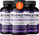 Gade Nutrition Quercetin with Bromelain " Elderberry ¦ Quercetin with Vitamin C and Zinc ← Zinc Quercetin 500mg with Vitamin D3 ← Daily Immune Support Suplemento - 6 Meses Supply
