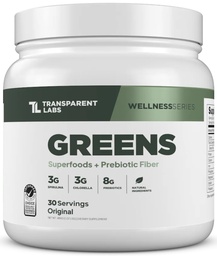 Los laboratorios transparentes Verdes Prebióticos - Polvo Superalimentario &amp; Antioxidantes Suplemento con Espirulina Orgánica, Chloerra, Acacia, &amp; Green Banana Powder - 30 Servings, Unflavored