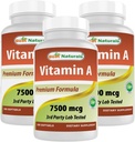 Mejores Naturales Vitamina A 25000 UI (7500 mcg), Fórmula No GMO apoya Sistema de visión saludable &amp; Crecimiento saludable &amp; Reproducción, 180 Softgels (180 Conteo (Pack of 3))