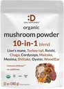 SUPLEMENTO DEAL Suplemento Orgánica de Mushroom Powder, 12oz – 10 en 1 Active Blend – Shiitake, Lions Mane, Cordyceps, Chaga, con Más –Supports Immune, Energy, " Brain Health – Non-GMO, Vegan