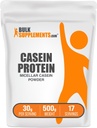 BulkSupplements.com Casein Protein Powder - Micellar Casein Powder, Slow Digesting Protein - Unflavored & Gluten Free, 30g por Serving, 500g (1.1 lbs) (Pack of 1)