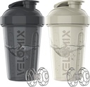 VELOMIX -2 Pack- 20 oz Protein Shaker Botellas para Protein Mixes - 2x Wire Whisk ← Leak Proof Shaker Cups for Protein Shakes and Pre Workout  Protein Shaker Bottle Pack (Gray/White)