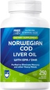 Rite Aid Cod Liver Oil Softgels 250 Cuenta, con EPA y DHA, apoya el corazón, cerebro y visión Salud