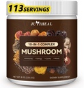 10-en-1 Mushroom Powder, Mushroom Complex - Lions Mane, Reishi, Shiitake, Chaga, Turquía Tail, Cordyceps, Maitake &amp; Más, Mushroom Supplement Powder for Energy, Memory, Focus &amp; Immune Support 8oz