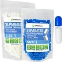 XPRS Nutra Tamaño 1 Gelatina Cápsulas separadas - 100 Cápsulas vacías Separadas en bolsas - Píldoras vacías para relleno de suplementos DIY (Blue/White)