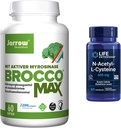 Jarrow BroccoMax Sulforaphane Generator y Life Extension N-Acetyl-L-Cysteine Immune &amp; Respiratory Support Bundle, 60 Cuenta cada uno