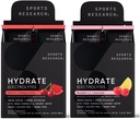 Estudios Deportivos Hydrate Electrolytes Dinámica Duo - Libre de azúcar &amp; naturalmente saboreado con vitaminas, minerales y agua de coco - 32 paquetes de hidratación de granada de cereza