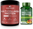 Multi Collagen Protein Powder Hidrolyzed (Type I II III V X) + Whole Food Multivitamin for Men - Natural Multi Vitaminas, Minerales, Extractos Orgánicos Bundle