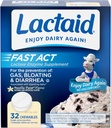 Lactaid Fast Act Lactose Intolerance Relief Chewables with Natural Lactase Enzyme to Prevent Gas, Bloating & Diarrhea Debido a la sensibilidad lactosa, On-The-Go, Vanilla Twist Flavor, 32 x 1 ct