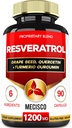 Suplemento Trans Resveratrol con semillas de uva, cardo de leche y más - Resveratrol - 6 soportes herbales para sistema inmunológico, salud cardíaca, manejo corporal - 90 cápsulas