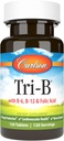 Carlson - Tri-B, Complejo de vitamina B, 25 mg Vitamina B-6, 400 mcg Vitamina B-12, Píldoras de energía ácido fólico, promover la salud cardiovascular, vitaminas complejas B, Suplemento B12, Complejo de vitamina B, 120 Tabletas