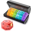 Organizador semanal de píldoras 4 veces al día, caja grande de píldoras 7 días Caja de píldoras diarias con 28 Compartimientos extra grandes Contenedor de píldoras de viaje portátil Big Medicine Organizer for Supplement Vitamin (Rainbow)