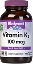 Bluebonnet Nutrition Vitamina K2 Suplemento 100 mcg Daily Vit K2 MK7 Heart Health & Bone Vitamins for Women &amp; Men* - Vegan, non-GMO, Dairy-Free, Gluten-Free Vit K - 100 Vegetable Capsules