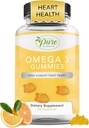 Puro por naturaleza Omega 3 Gummies para adultos &amp; niños, Omega 3 suplementos de ácido graso con Omega 3 6 9 para soporte circulatorio, sin aceite de pescado naranja sabor omega, 60 días fuente (60 cuenta)