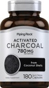 Piping Rock Activeted Charcoal Pills TEN 780 mg ANTE 180 Capsules tóxico de Coconut Shells ANTE NO GMO, Gluten Free Supplement