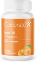 Celebrar Iron+C 18mg Tangerine Chewable, 30 Conde