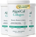 Colágeno ALGAECAL - 4 Péptidos clínicos VERISOL®, FORTIGEL®, UC-II®, FORTIBONE®, Anti-Aging Hydrolyzed Powder, 3 Packs, Made in USA
