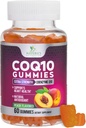 CoQ10 Gummies 100mg - 3X Strength, alta absorción, suplemento antioxidante para la producción de energía de la salud cardíaca, ultra coenzima Q10 Vitaminas, Coq 10 Suplementos, no GMO - 60 CoQ10 Gummies