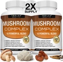 Toplux Mushroom Suplemento Leones Mane & Cordyceps Reishi Chaga 10 Mushroom orgánico Blend para apoyar el sistema inmunitario, memoria, foco " Claridad y aumento de energía, para hombres mujeres, 60 cápsulas