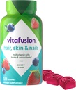Vitafusion Gorgeous Hair, Skin & Nails Multivitamin Gummy Vitaminas, más Biotina y Antioxidante vitaminas C PulE, Raspberry Flavor, 135ct (45 días de suministro), de América Número Uno Gummy Vitamina Brand