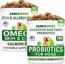 Probióticos para perros Buque + Omega 3 para perros Bundle - Gas, Diarrea, Estreñimiento, Alivio de estómago activo + Alergia e Itch Relief - Enzimas digestivos + Prebióticos + Omega 3 - Asistencia para la piel y la carne
